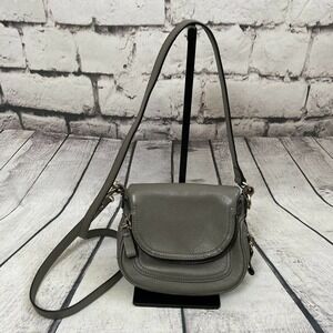 Inzi Gray Double zipper leather crossbody bag‎